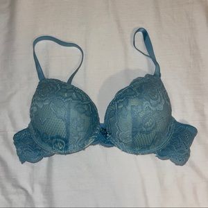 light blue lace double pushup bra, size 32B
